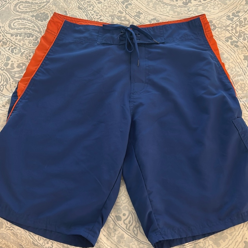 Talos board shorts, size 32, blue/orange, Bermuda length